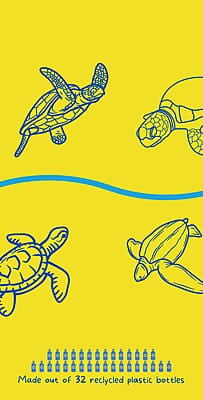 OUT OF STOCK Indigo and yellow Turtle Towel Made of Recycle Plastic Bottles